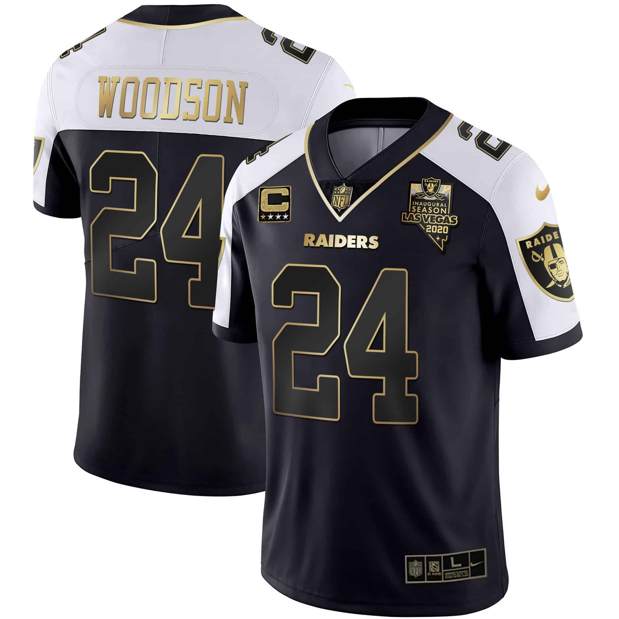 Men Oakland Raiders #24 Woodson 2024 Nike Vapor Black Gold & Black Inverted Limited NFL Jersey
